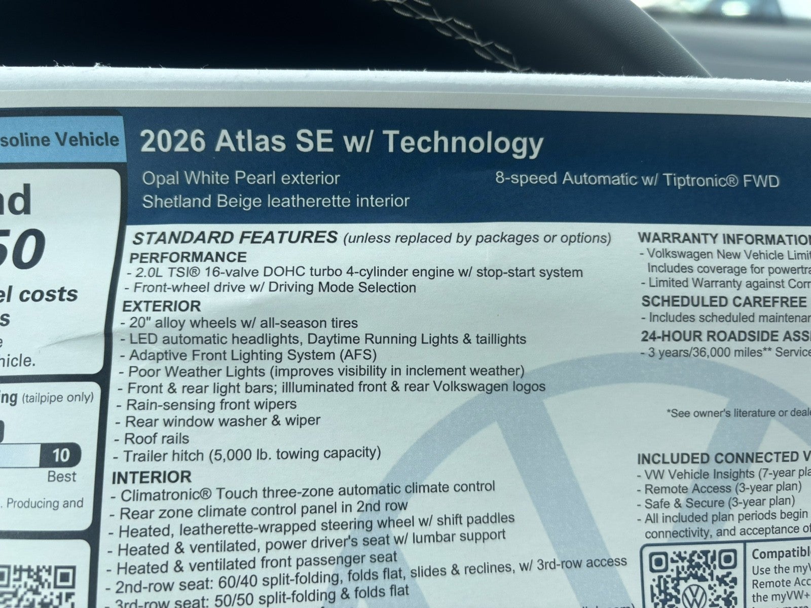 2026 Volkswagen Atlas 2.0T SE w/Technology