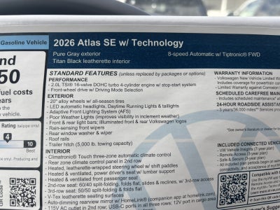 2026 Volkswagen Atlas 2.0T SE w/Technology