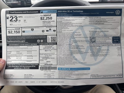 2026 Volkswagen Atlas 2.0T SE w/Technology