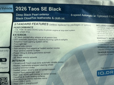 2026 Volkswagen Taos SE Black
