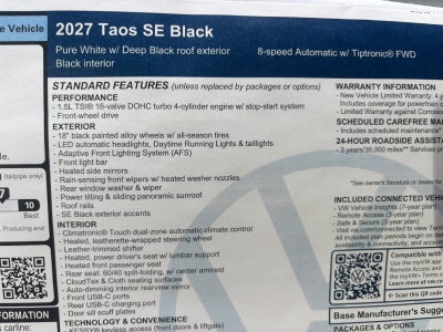 2027 Volkswagen Taos SE Black