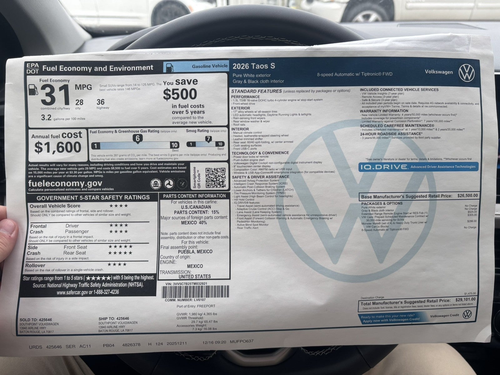 2026 Volkswagen Taos S