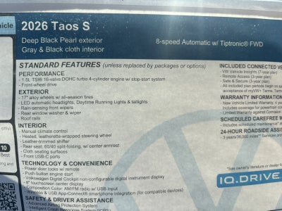 2026 Volkswagen Taos S