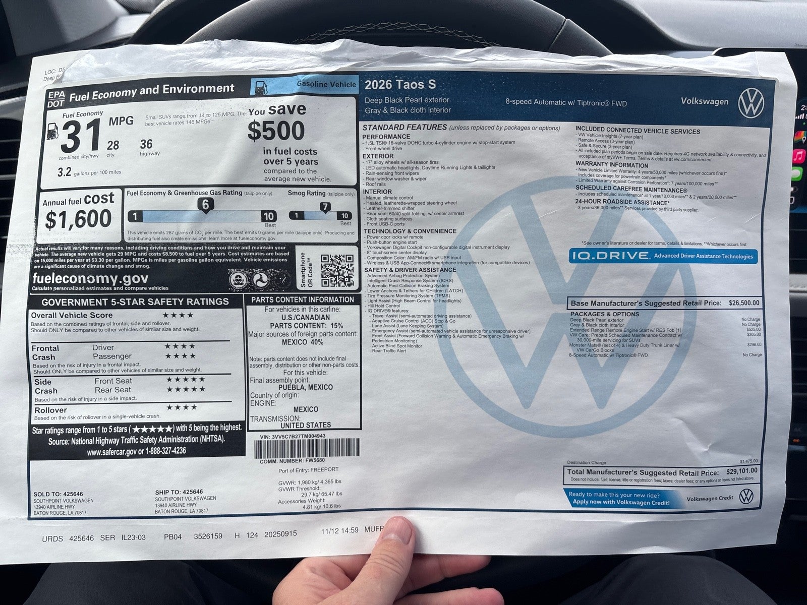 2026 Volkswagen Taos S