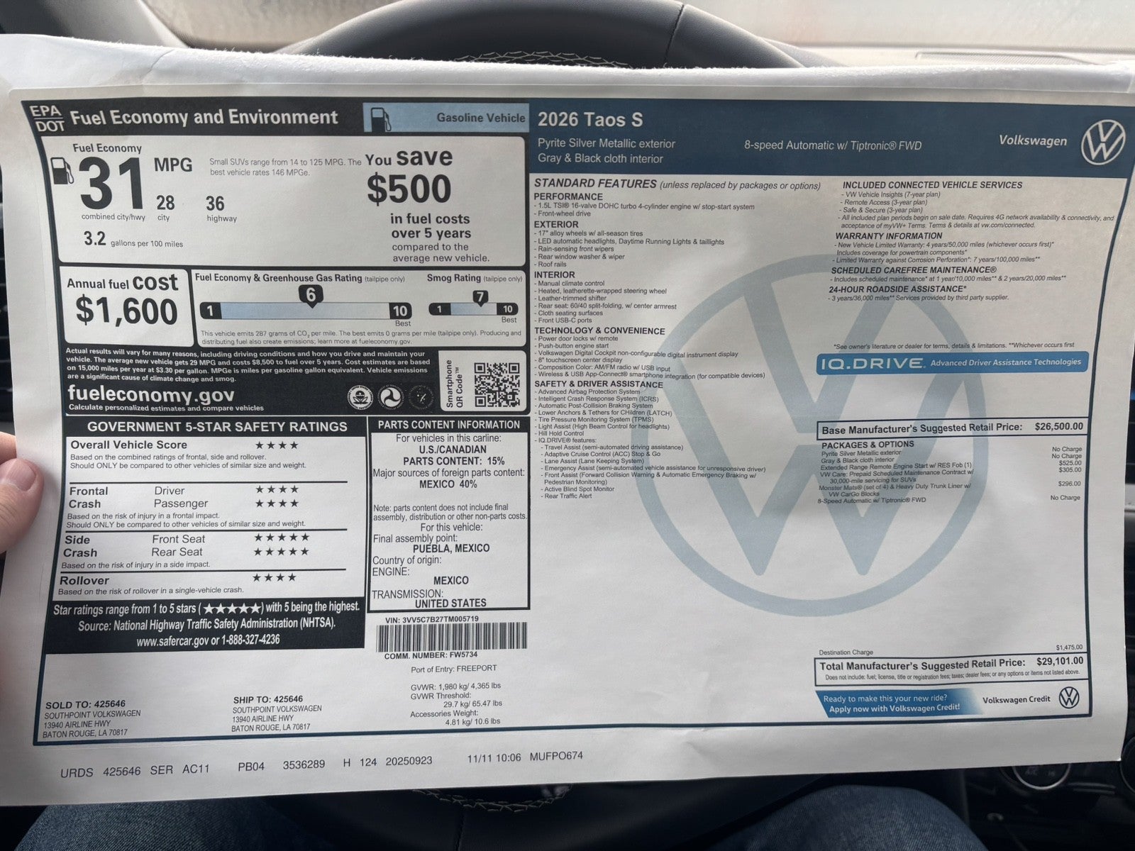 2026 Volkswagen Taos S