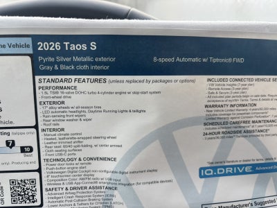2026 Volkswagen Taos S