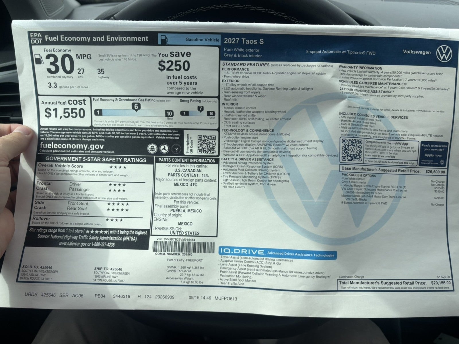 2027 Volkswagen Taos S