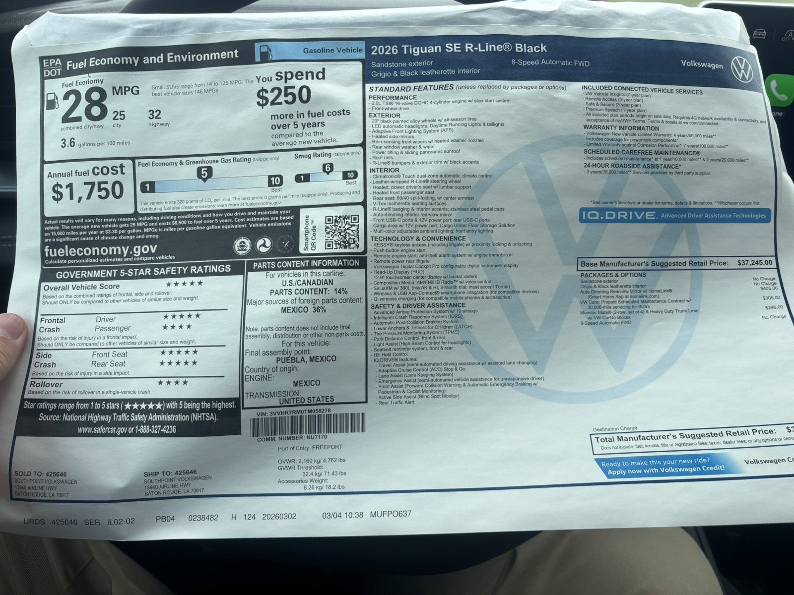 2026 Volkswagen Tiguan SE R-Line Black