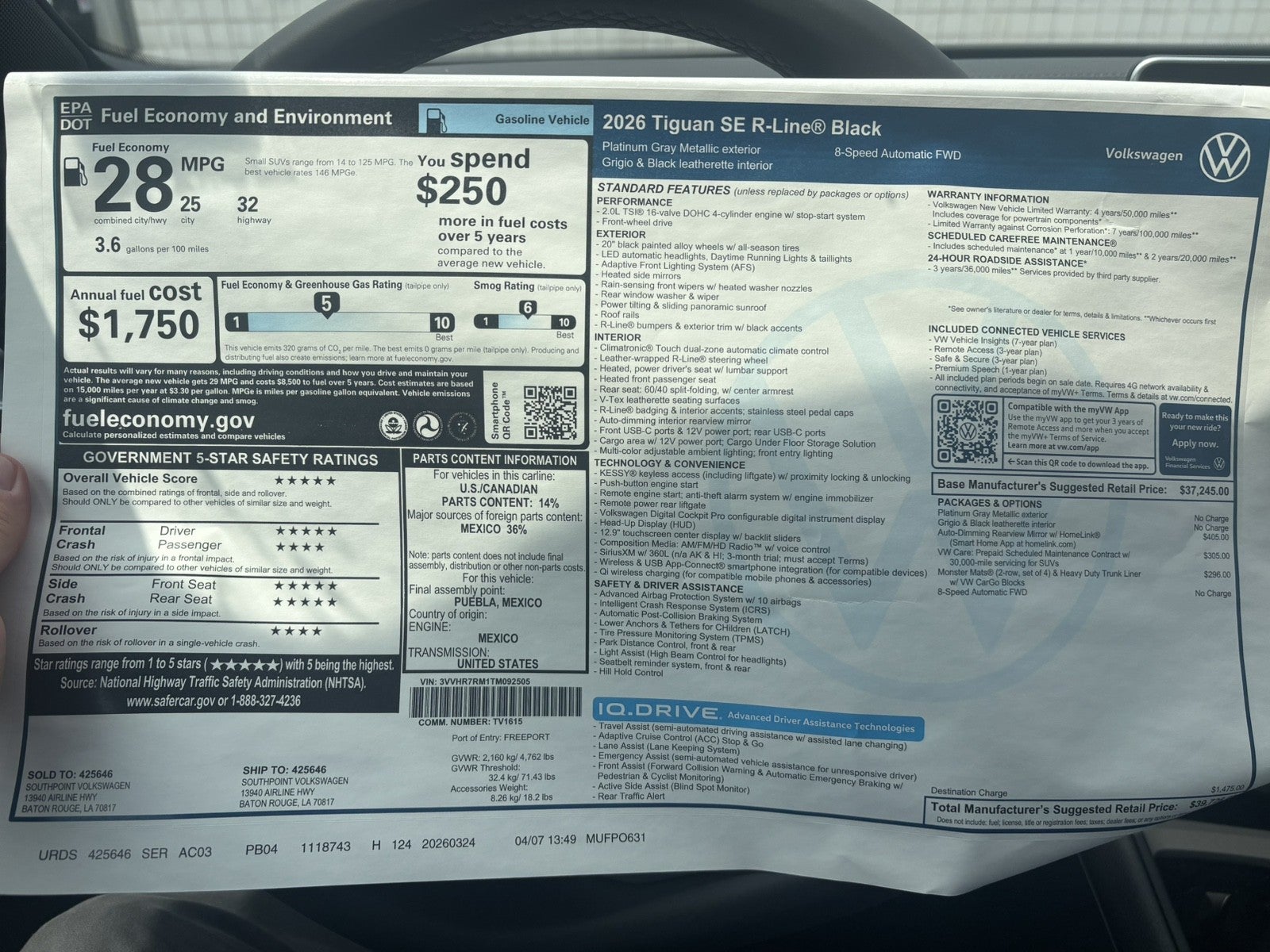 2026 Volkswagen Tiguan SE R-Line Black
