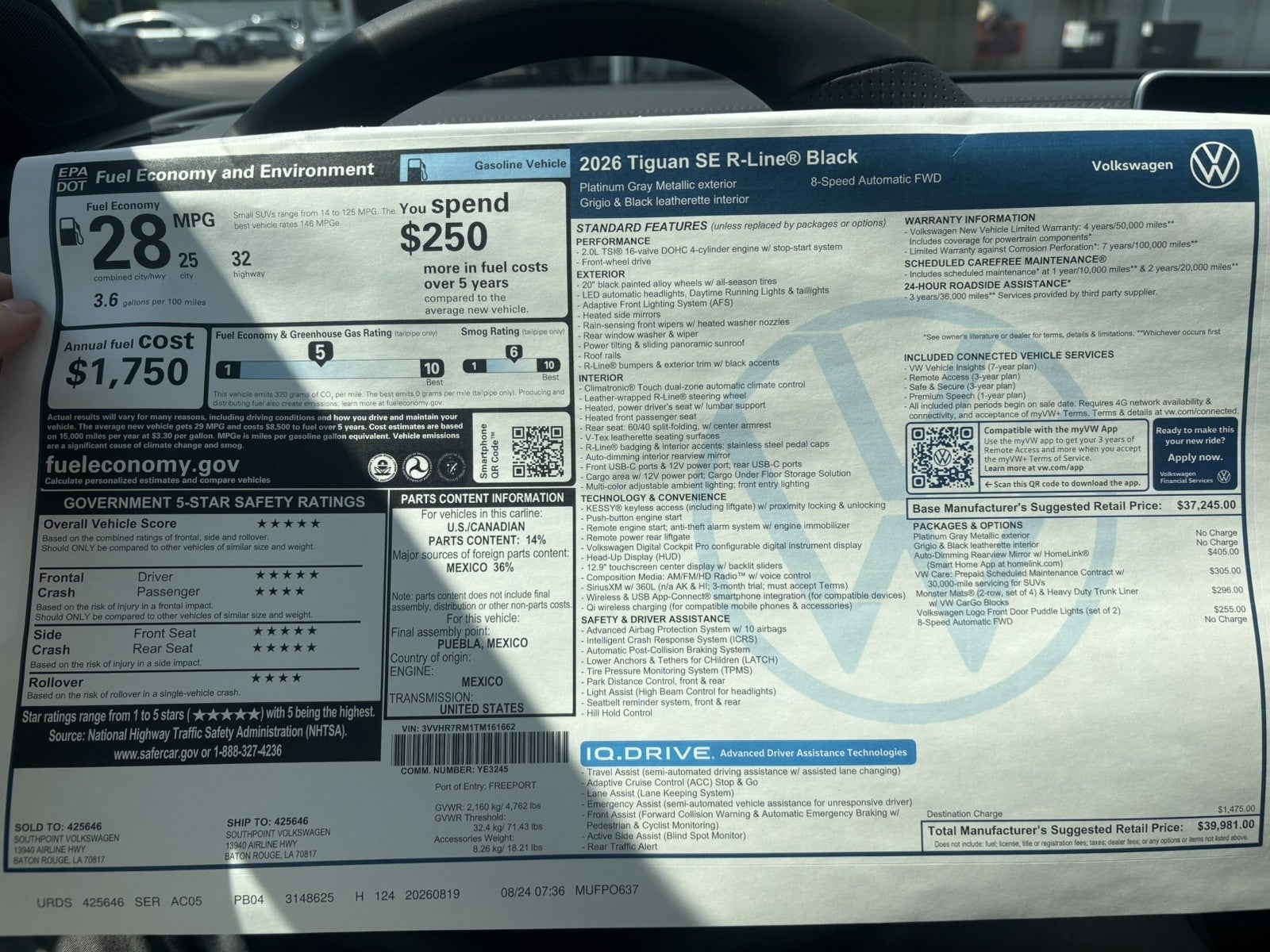 2026 Volkswagen Tiguan SE R-Line Black