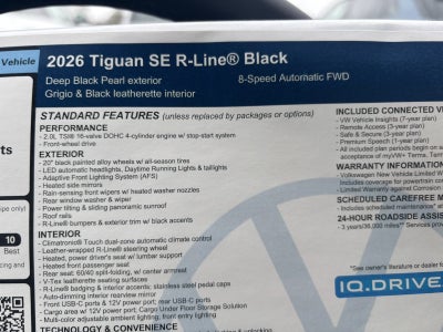 2026 Volkswagen Tiguan SE R-Line Black