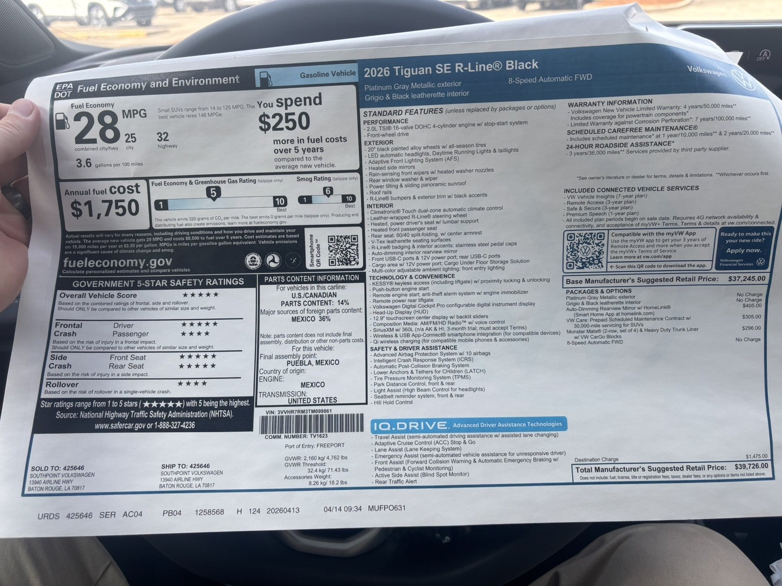 2026 Volkswagen Tiguan SE R-Line Black
