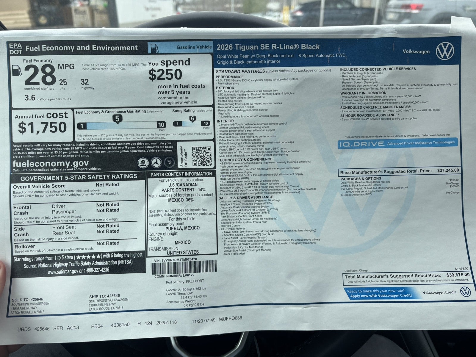 2026 Volkswagen Tiguan SE R-Line Black