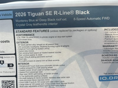 2026 Volkswagen Tiguan SE R-Line Black