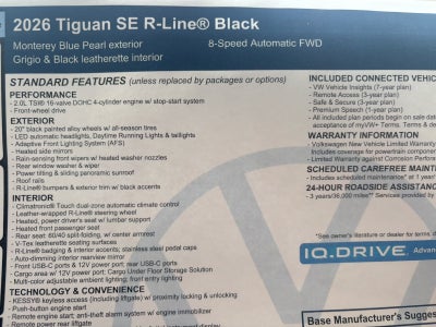 2026 Volkswagen Tiguan SE R-Line Black