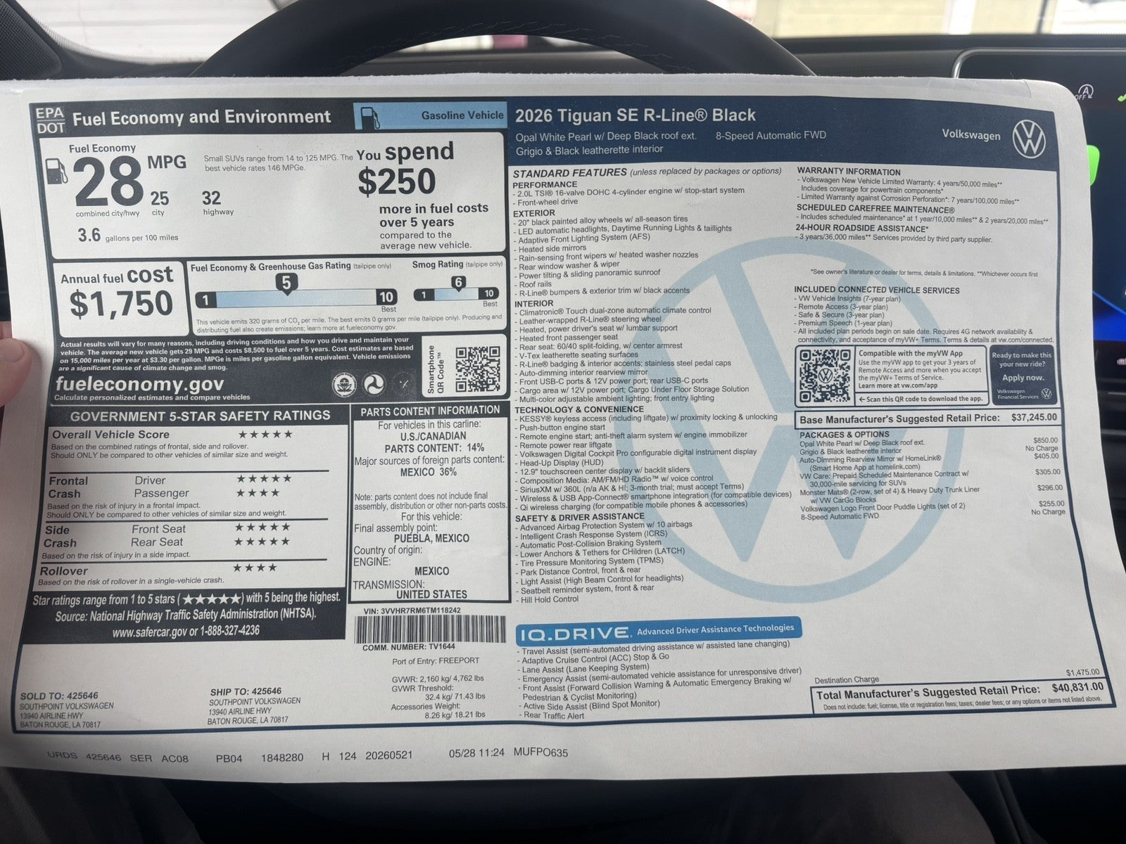 2026 Volkswagen Tiguan SE R-Line Black