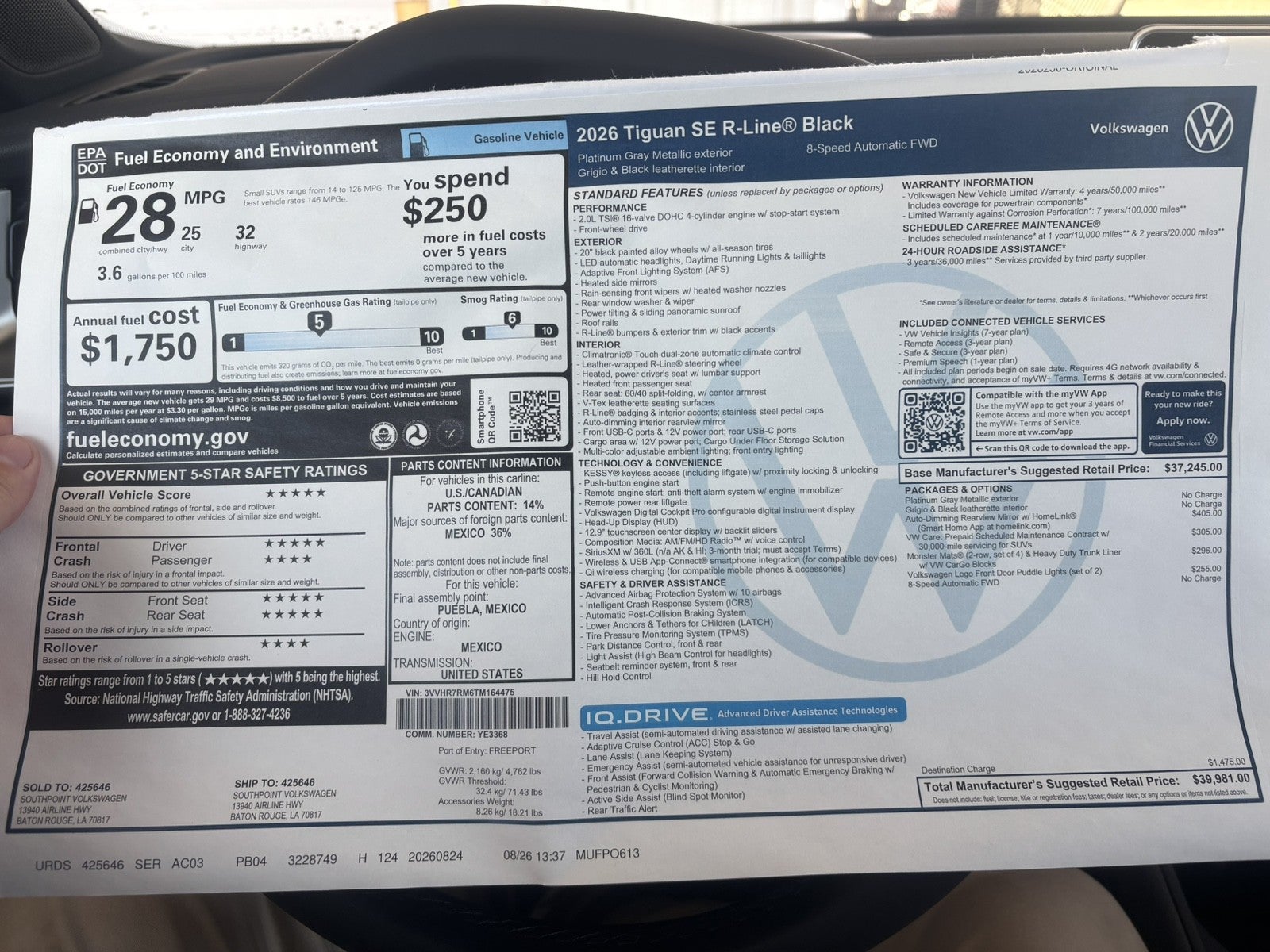 2026 Volkswagen Tiguan SE R-Line Black