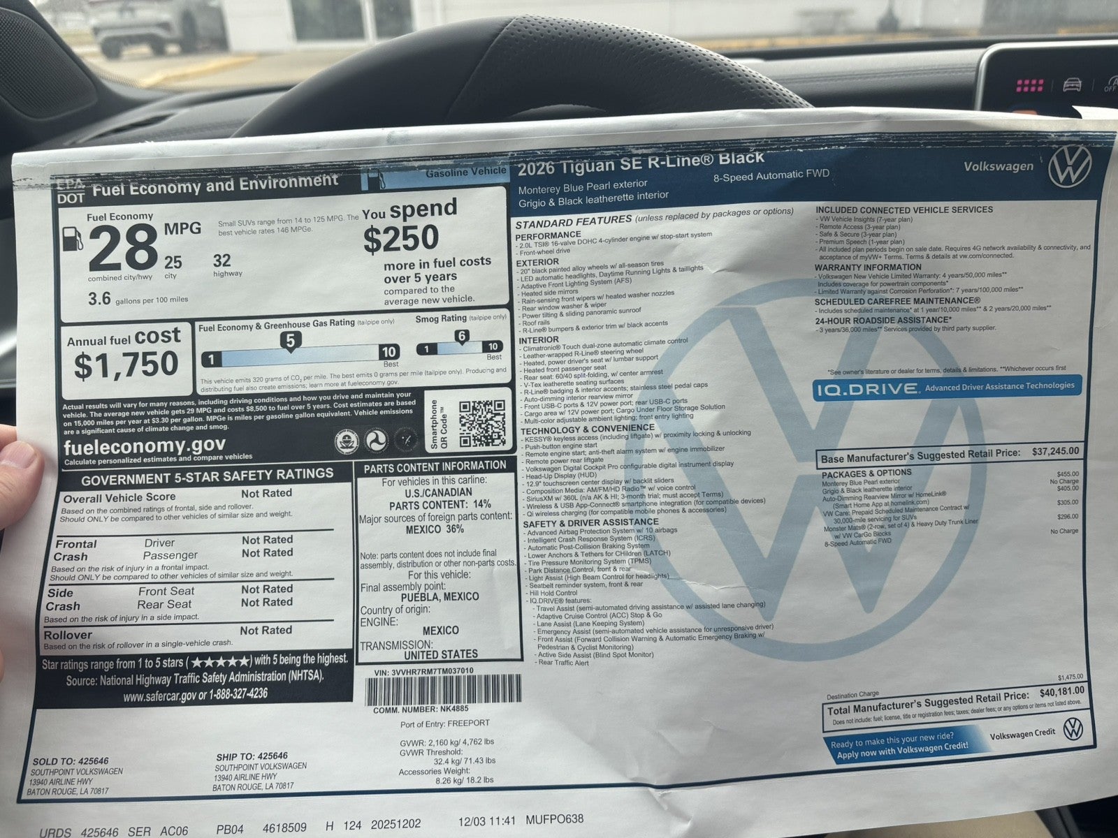 2026 Volkswagen Tiguan SE R-Line Black