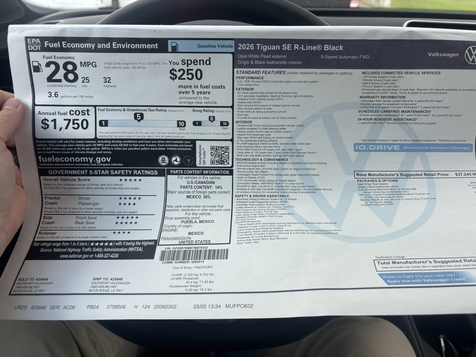 2026 Volkswagen Tiguan SE R-Line Black