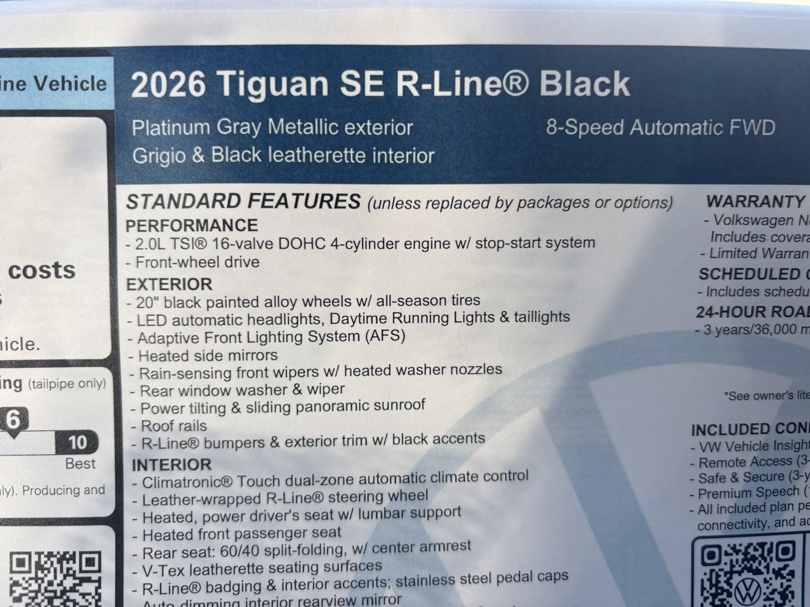 2026 Volkswagen Tiguan SE R-Line Black