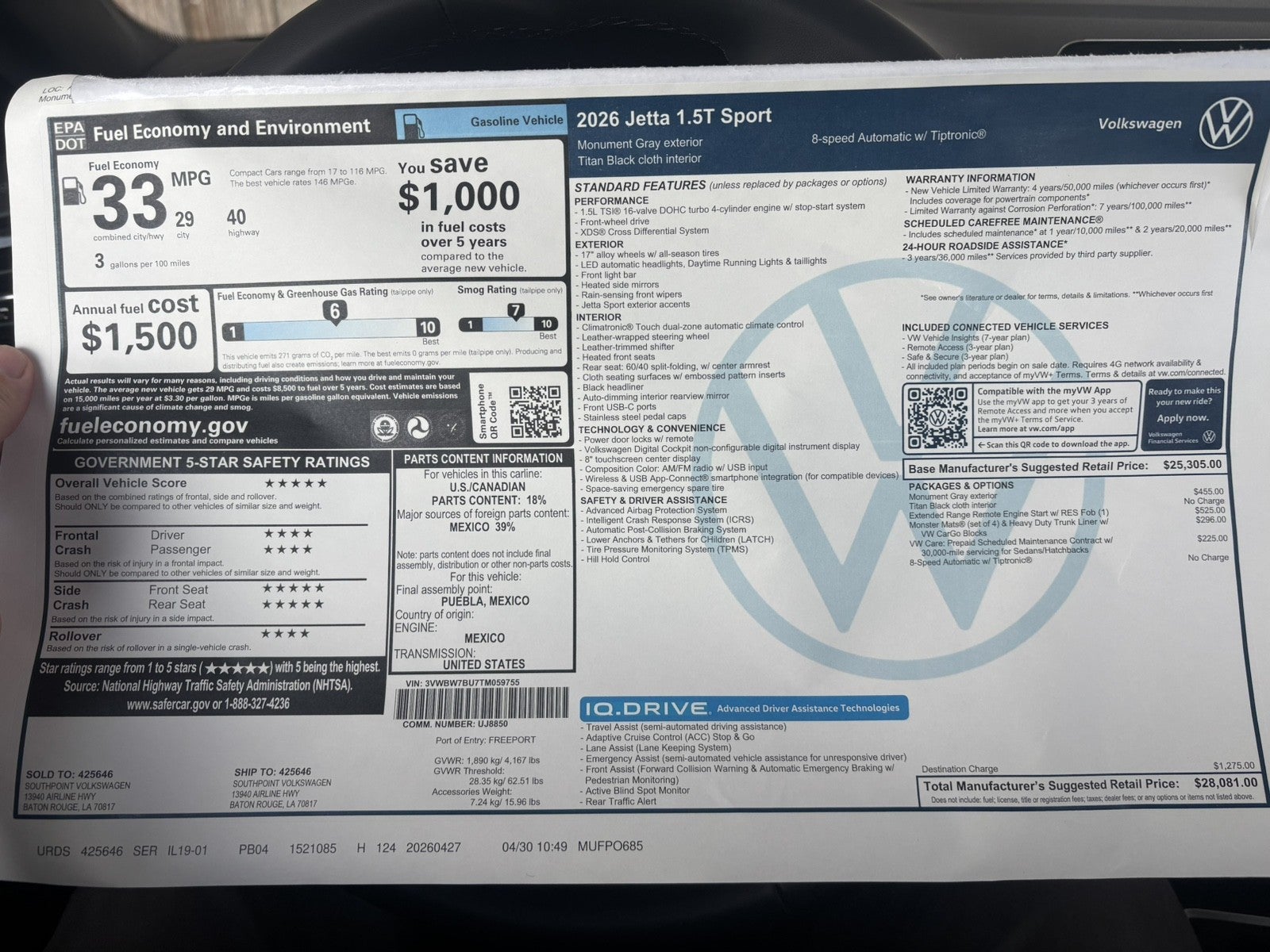 2026 Volkswagen Jetta Sport