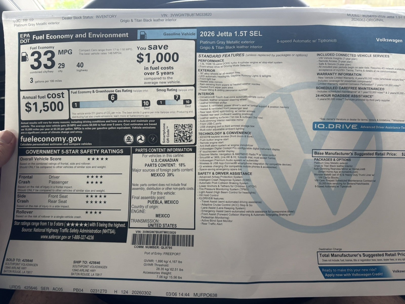 2026 Volkswagen Jetta SEL