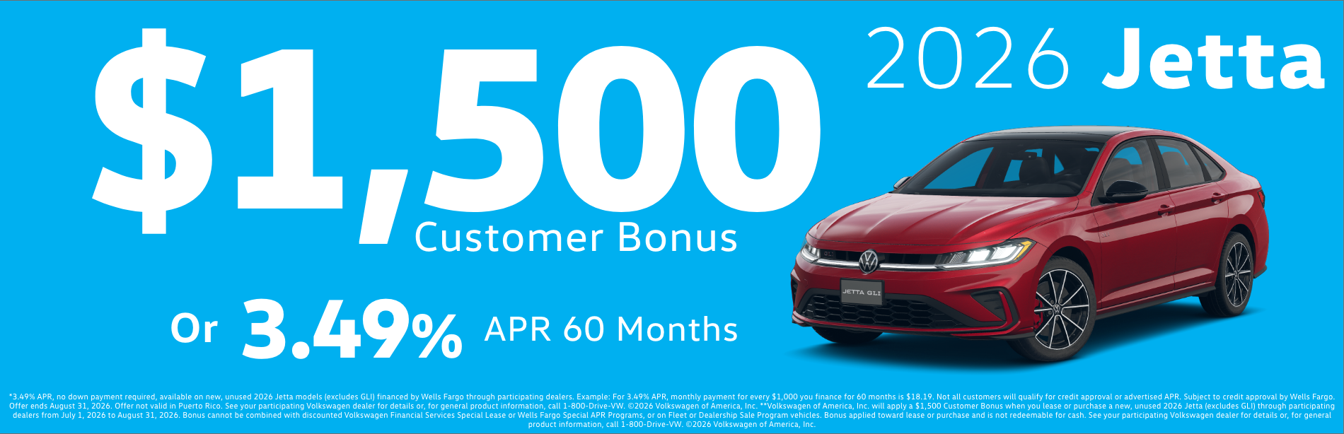26 Jetta 3.49% APR