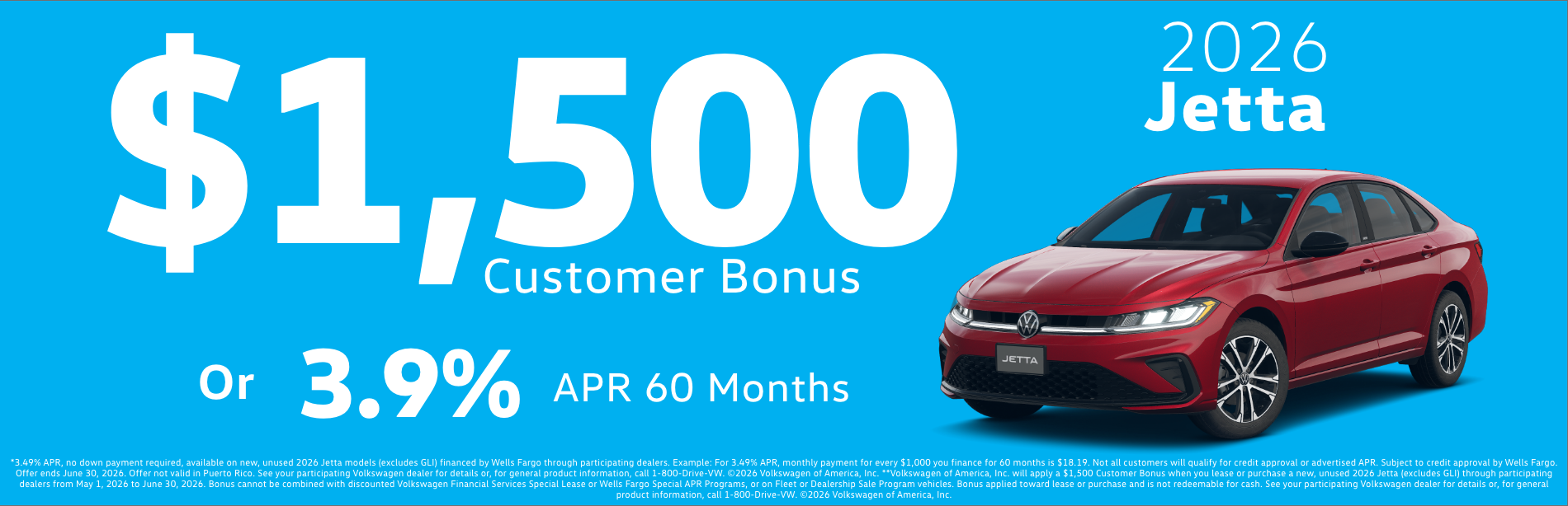 26 Jetta 3.9% APR