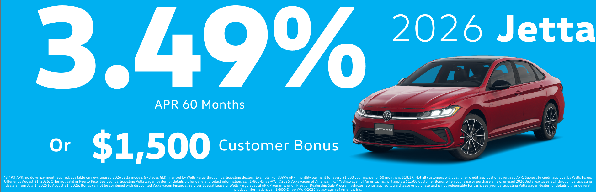 26 Jetta 3.49% APR